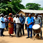 Community Gathering for Announcement of Death**

"A Togolese village scene, people gathering around a central area after hearing drums announcing a death, appropriate attire, modest clothing, community members consoling each other, safe for work, perfect anatomy, natural proportions, professional, family-friendly, appropriate content."

**