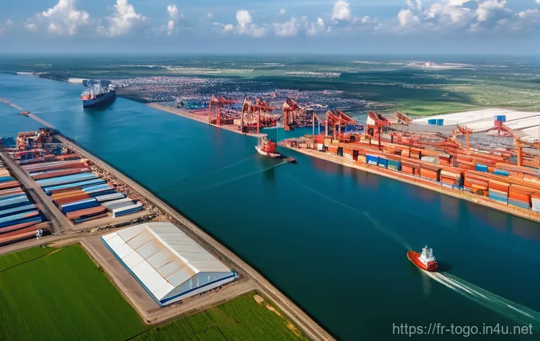 토고의 주요 수출 품목 - **Prompt:** A serene yet productive scene of organic soybean and cacao farming in a lush Togolese ag...